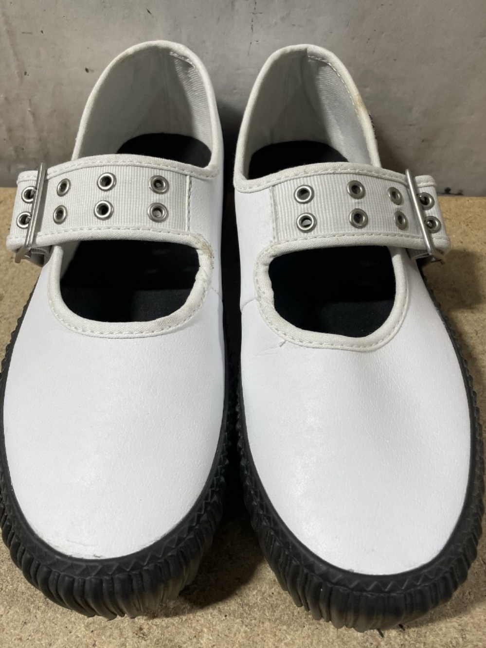 Vans Mary Jane Creeper 'Grunge Ballet - White Black' Shoes Size 7 Like New - Picture 5 of 9